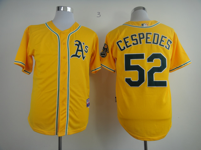 Men Oakland Athletics #52 Cespedes Yellow MLB Jerseys